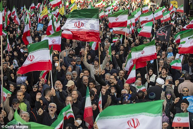 Thousands took part in a rally at Tehran's Enghelab Square, chanting 'Death to America, death to Israel' and 'God is greatest'