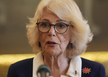 Camilla delivers ‘thinly-veiled’ blast at Epstein and Andrew as she wears ‘shame’ badge and stands with survivors