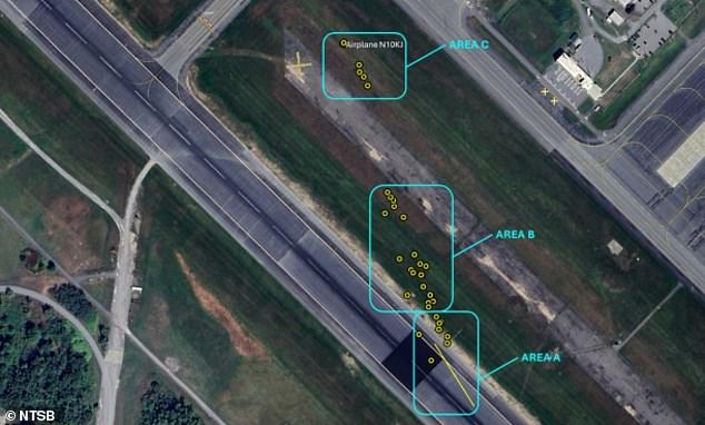 The debris field was about 1,270ft long and 150ft wide