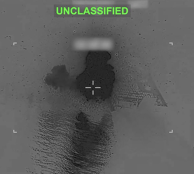 Moments later, the boat in shrouded in a blast of fire smoke