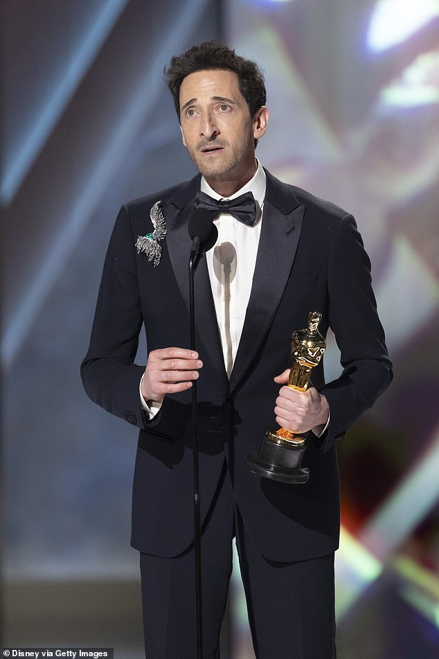 Brody shocked last year when he revealed in his Oscars acceptance speech for Best Actor that India and Dashiell fondly refer to him as 'Popsy'; seen on stage at the 2025 Oscars