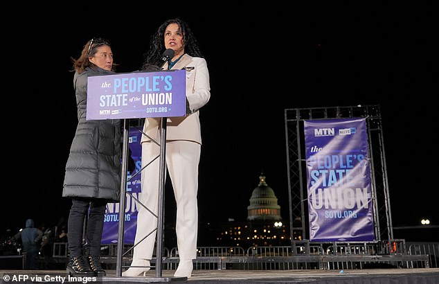 Sharlene Rochard speaks at 'The People's State of the Union' on Washington on February 24
