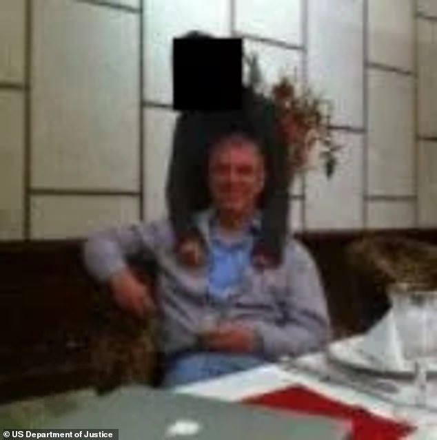 In one of the photos, the man appears to crack a smile with a woman leaning over his shoulder