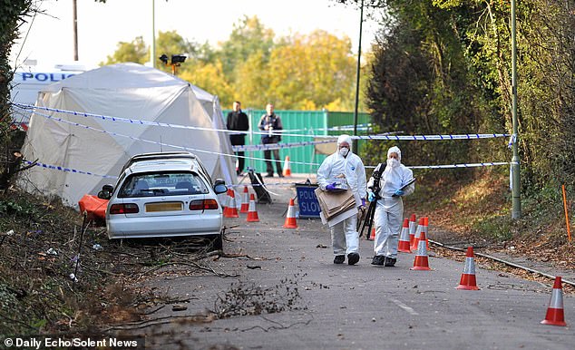 The murder scene at the time. Police finally discovered Mrs Poolton's body in the boot of her black Peugeot 206