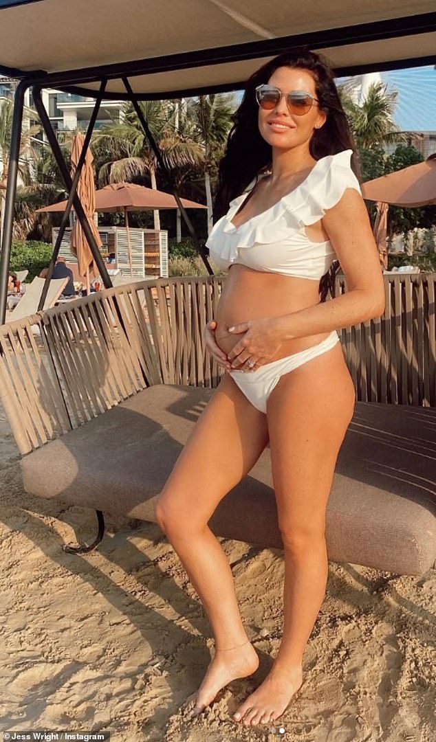 She also posed in a white thong bikini during her pregnancy in 2021