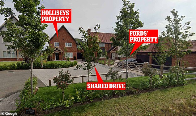 The Fords were trying to drive onto their property over the driveway when the bust-up took place