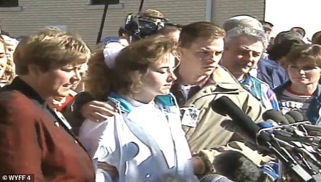 Susan Smith gives a tearful press conference pleading for the return of her two sons