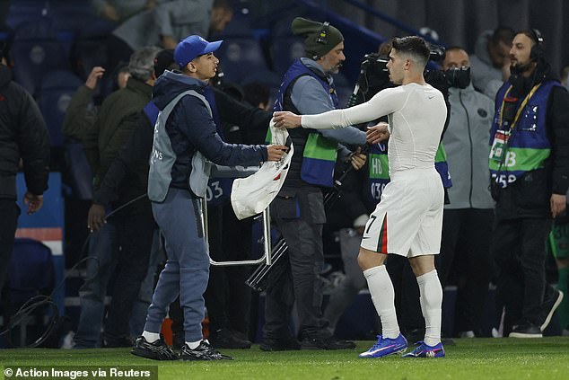 He also gave him his shirt from the game as the pair embraced after the full-time whistle