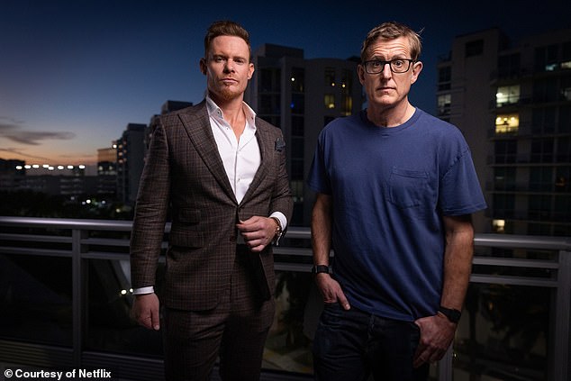 Amidst a string of concerning scenes are several showing very young boys obsessing over the extremist influencers and declaring themselves 'huge fans' (Louis pictured with extremist influencer Justin Walker)