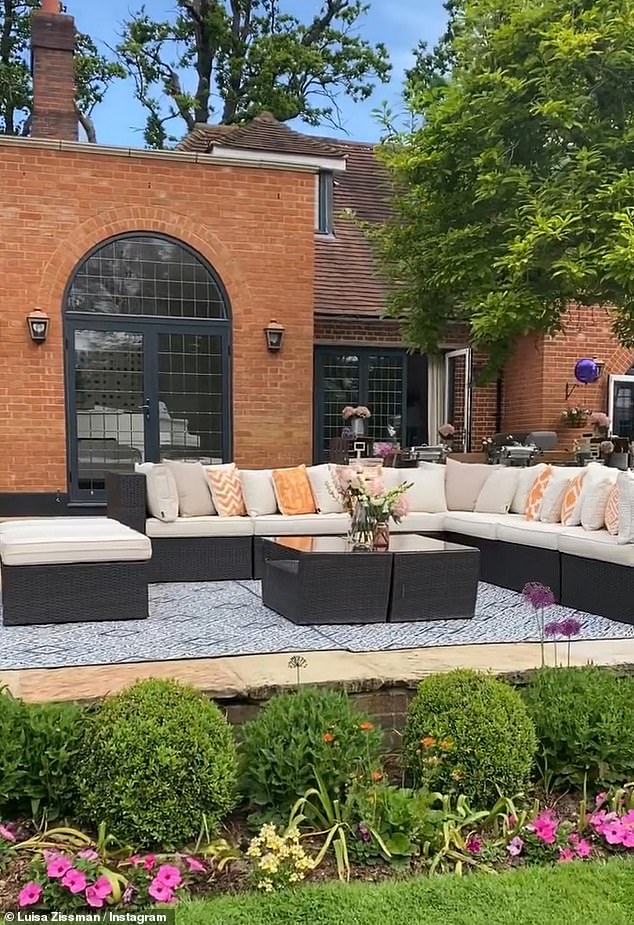 The star has showed off her stunning back garden on Instagram - which has expansive lawns, while the indoors swimming pool features a sunken jacuzzi
