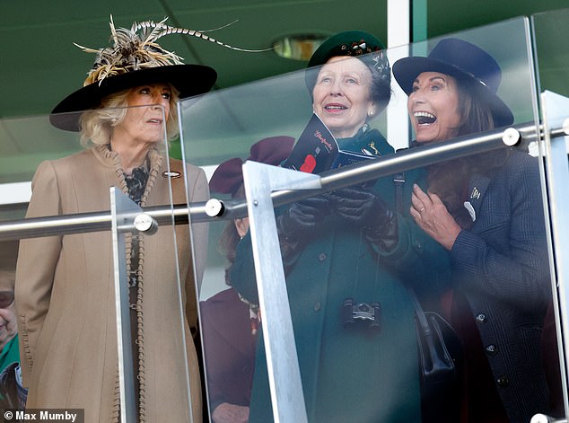 Carole is firmly part of the royal inner circle as the Princess of Wales's mother was spotted hugging Princess Anne and cheering alongside Queen Camilla at Cheltenham Festival