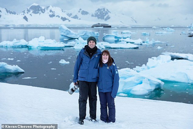 Yes, there are cheaper places to travel, but none boast the sheer isolation or cold beauty of Antarctica. Pictured: Me and my husband