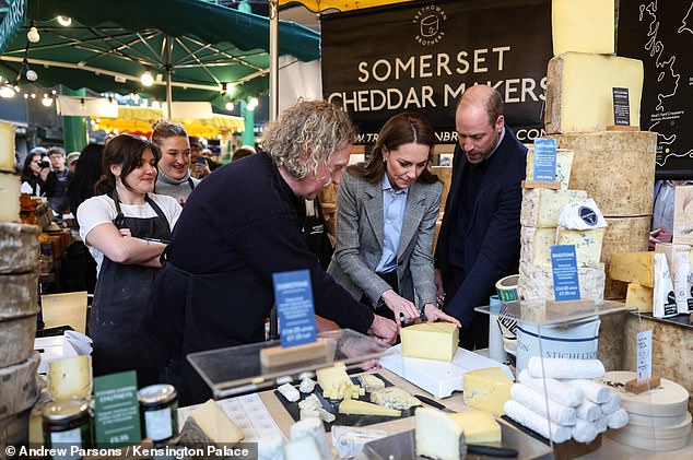 Prince William and Kate visit the Trethowan Brothers cheese stall at Borough Market today