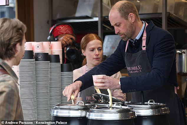 The Prince and Princess of Wales at dessert firm Humble Crumble at Borough Market today