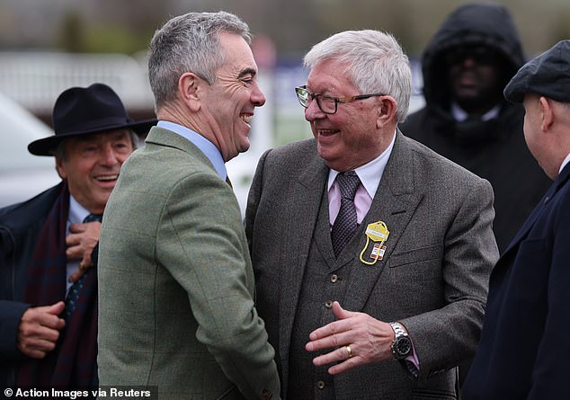 James Nesbitt was fondly greeting Sir Alex Ferguson, who beamed while warmly shaking the actor's hand as they got stuck into the festivities