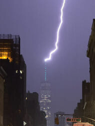 Lightning strikes One World Trade Center
