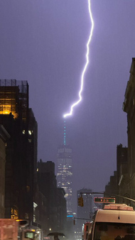 Lightning strikes One World Trade Center