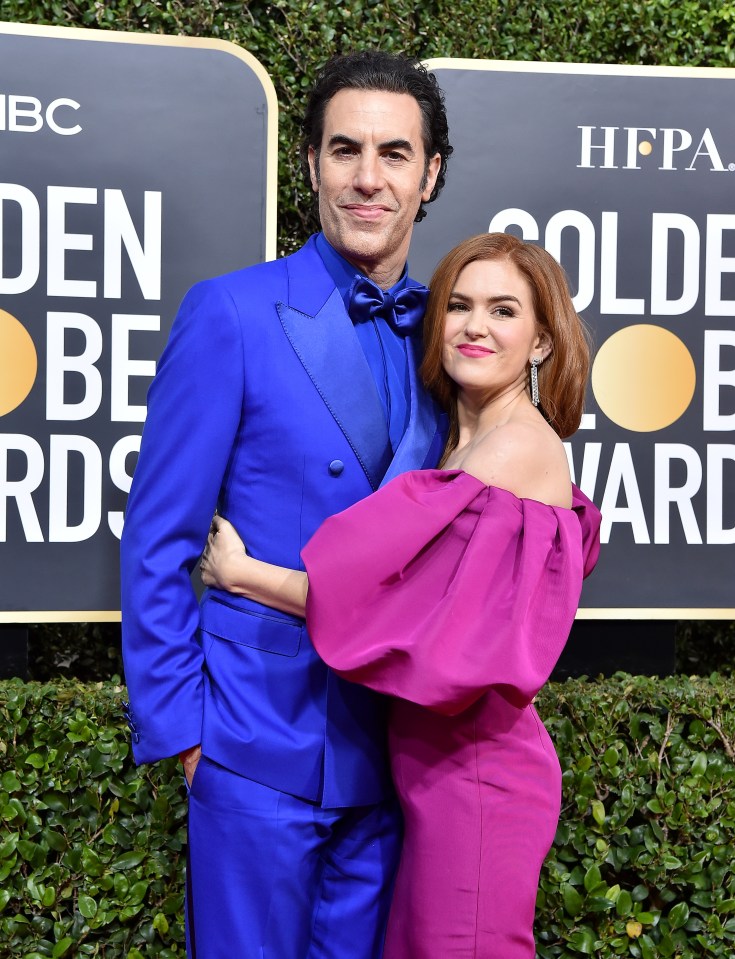 Sacha Baron Cohen and Isla Fisher at the 77th Annual Golden Globe Awards.