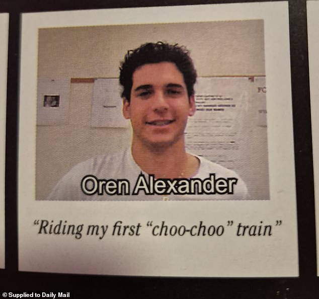 In an excerpt from the school yearbook, Oren said his most memorable moment from school was 'riding my first "choo-choo" train'