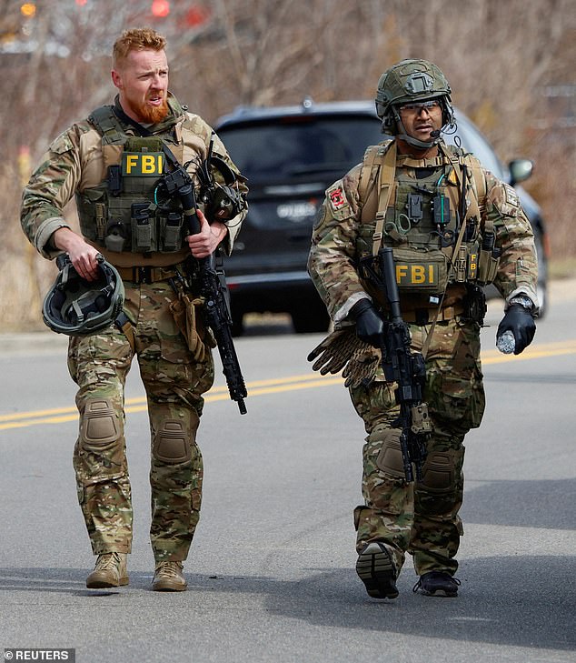 Members of the FBI at the site of the attack in West Bloomfield, Michigan