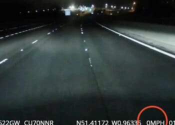 Moment driver speeding at up to 100mph on motorway stops as he falls asleep in middle of M4