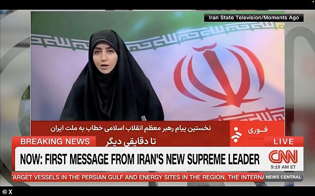 CNN broadcasted the first purported message from Iran's new Supreme Leader, Mojtaba Khamenei, on Thursday