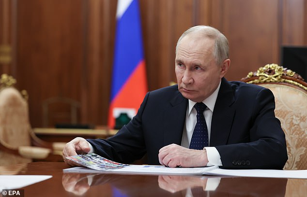 Mr Trump had a call with Vladimir Putin (pictured) earlier this week as chaos in the Middle East continues