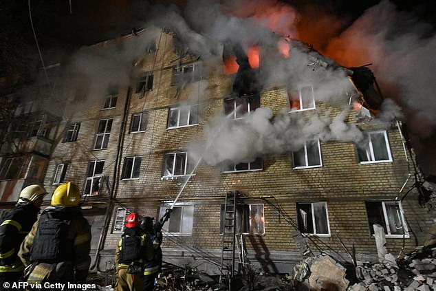 The aftermath of a recent Russian strike in Kharkiv, Ukraine