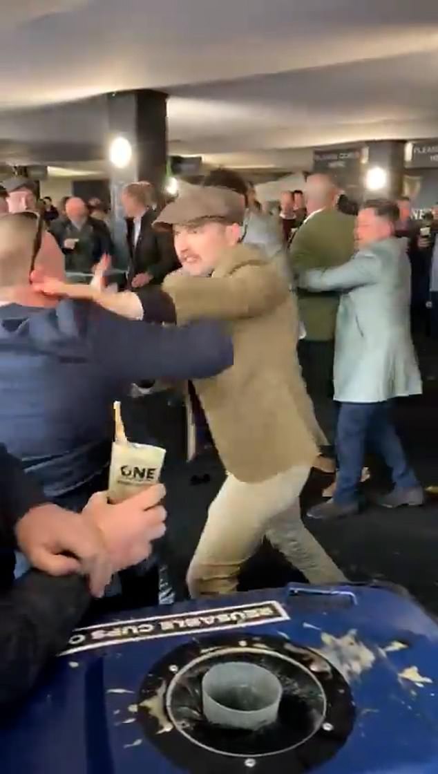 The bust-up appeared to take place this afternoon during the Trustmarque Ultima Handicap Chase which was won by the horse Johnnywho