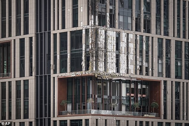 The building was damaged on Friday following threats from Iran that it would target banks