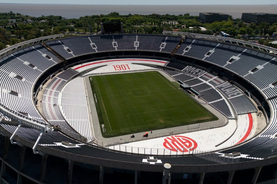 Aerial view of the River Plate stadium in Buenos Aires, Argentina.