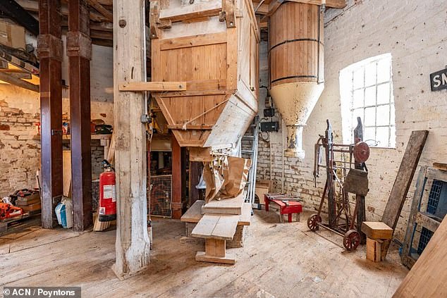 It was originally put on the market for £975,000 last March after the owners of the business decided to retire. The owners have now taken £100,000 off the asking price in a bid to sell the The unique property in Kirton-In-Lindsey, Lincolnshire. Pictured: Inside the working windmill