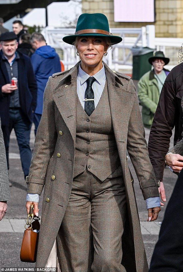 Hannah Waddingham looked incredible in a plaid  waistcoat and trousers with a matching coat