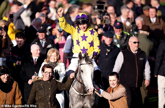 Paul Townend riding Il Etait Temps after winning the BetMGM Queen Mother Champion Chase on day two of the festival