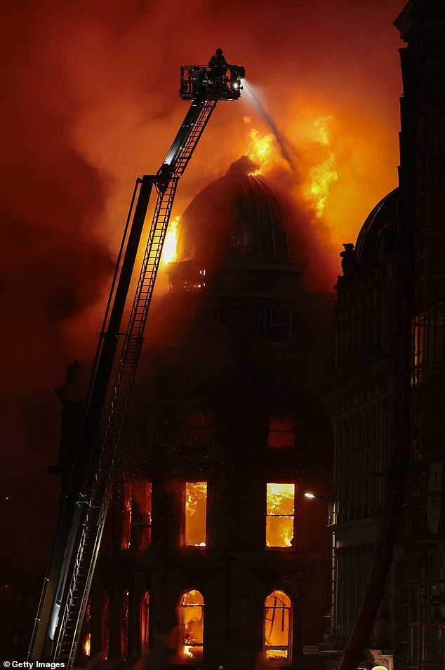 Glasgow Central was closed after an inferno in a building next to the busy station