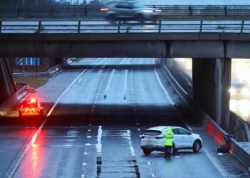 Major motorway closes after motorbike crash as air ambulance rushes to scene and drivers stuck in delays