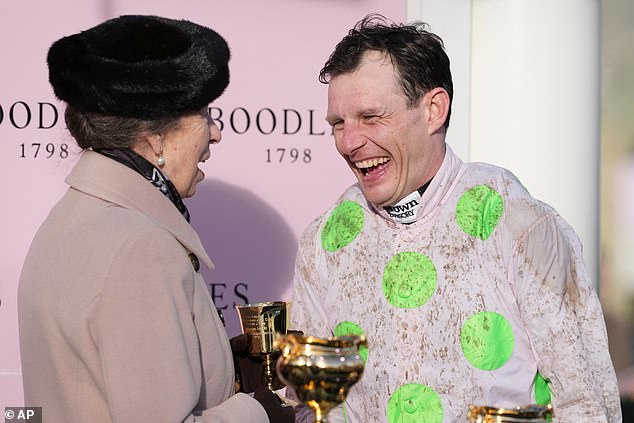 Anne was at hand to award racing jockey Paul Townend with his trophy after he won the Gold Cup with his horse Gaelic Warrior