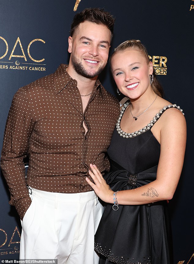 JoJo with former Love Island star Chris Hughes, who she began dating after the pair appeared on Celebrity Big Brother last year