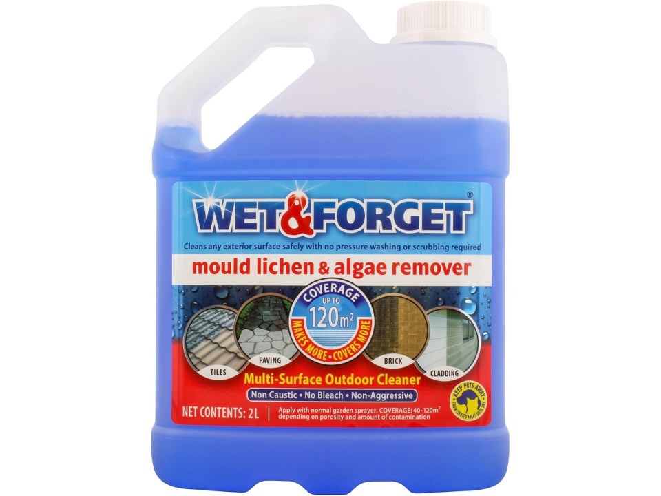 2L bottle of Wet & Forget Mould Lichen & Algae Remover.