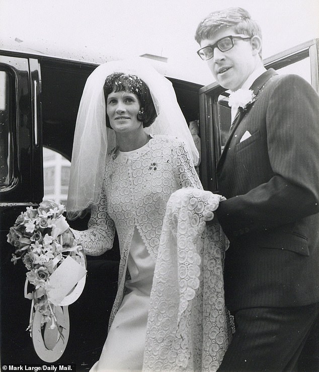 Mr Marston and his wife Mary on their wedding day in 1968. Though she was struggling to learn French, Mrs Marston who shared his working¿class Birmingham background, found her neighbours surprisingly welcoming