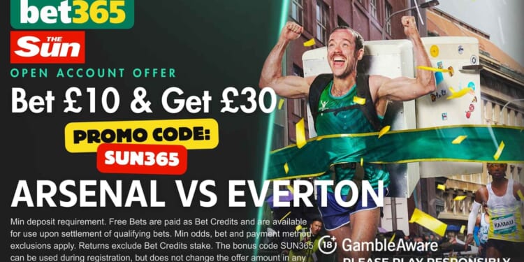 Score £30 bonus for Arsenal vs Everton