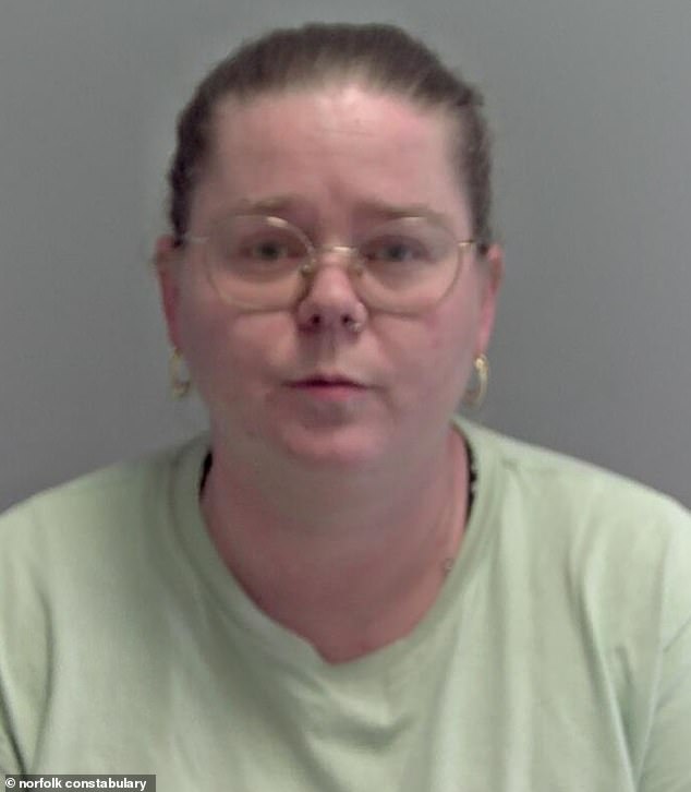 Robson (pictured) appeared at Norwich Crown Court where she has now been jailed for two years and nine weeks - and wept in the dock as she learnt her fate