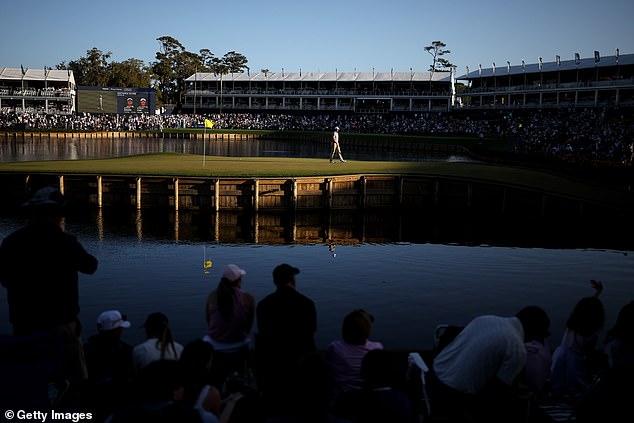TPC Sawgrass' famed 17th green is seen on Friday before the fatal shooting nearby