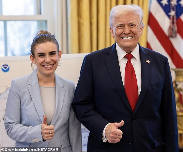 Last month, Trump installed his 26-year-old executive assistant Chamberlain Harris (pictured) as the latest member of the panel meant to oversee his White House ballroom project