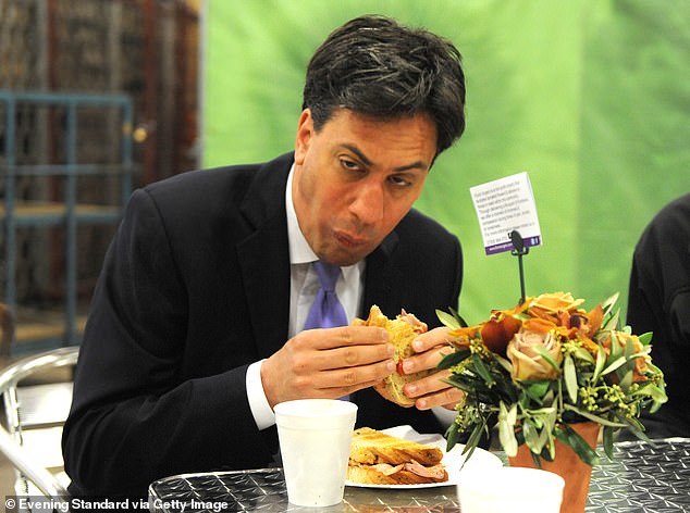 The infamous photograph of former Labour leader Ed Miliband 'enjoying' his bacon sandwich at New Covent Garden Flower Market in May 2014