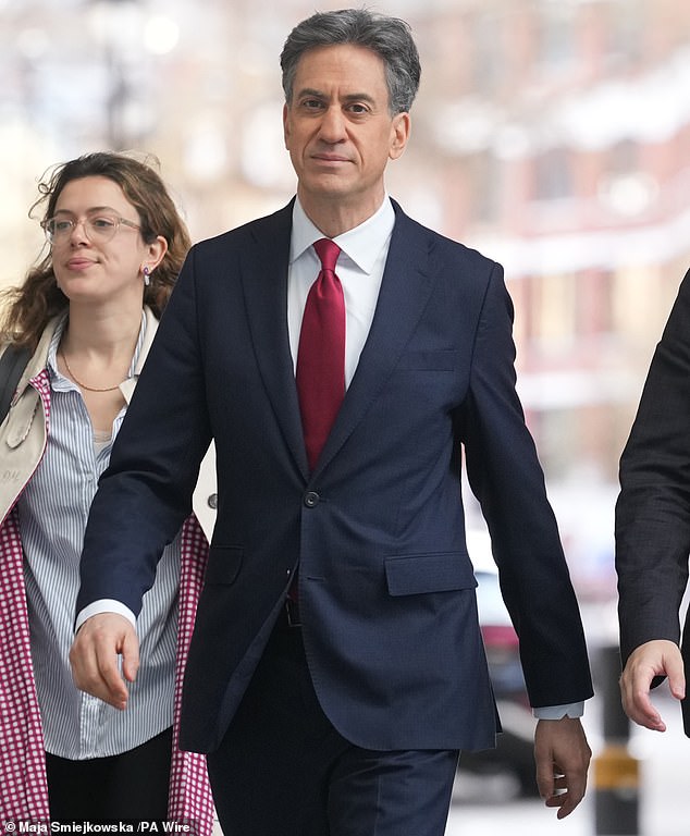 Ed Miliband said there were 'a range of things' the UK could do to help unblock the narrow sea passage, as he did not rule out sending minehunting drones