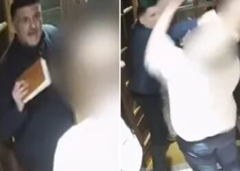 Shocking moment thug launches savage attack on worker at 4-star hotel hitting him in the face with BIBLE as he's jailed