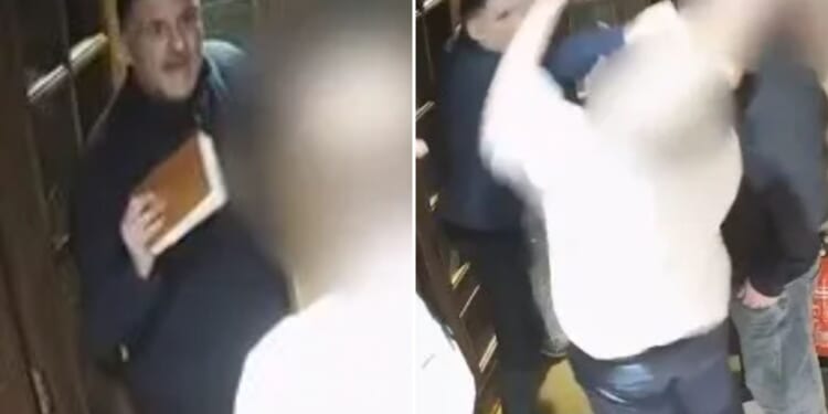 Shocking moment thug launches savage attack on worker at 4-star hotel hitting him in the face with BIBLE as he's jailed