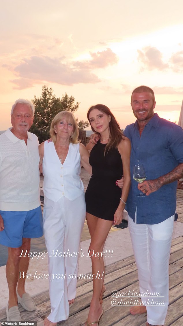 She also posted a sweet snap of her and David with her parents