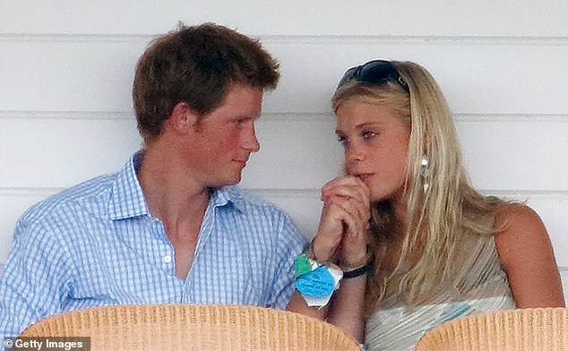 Chelsy - who dated Prince Harry (pictured together in 2006) on-and-off for seven years from 2004 - welcomed her first child, a son, reportedly called Leo, in 2022 with her Eton-educated hotelier husband Sam Cutmore-Scott